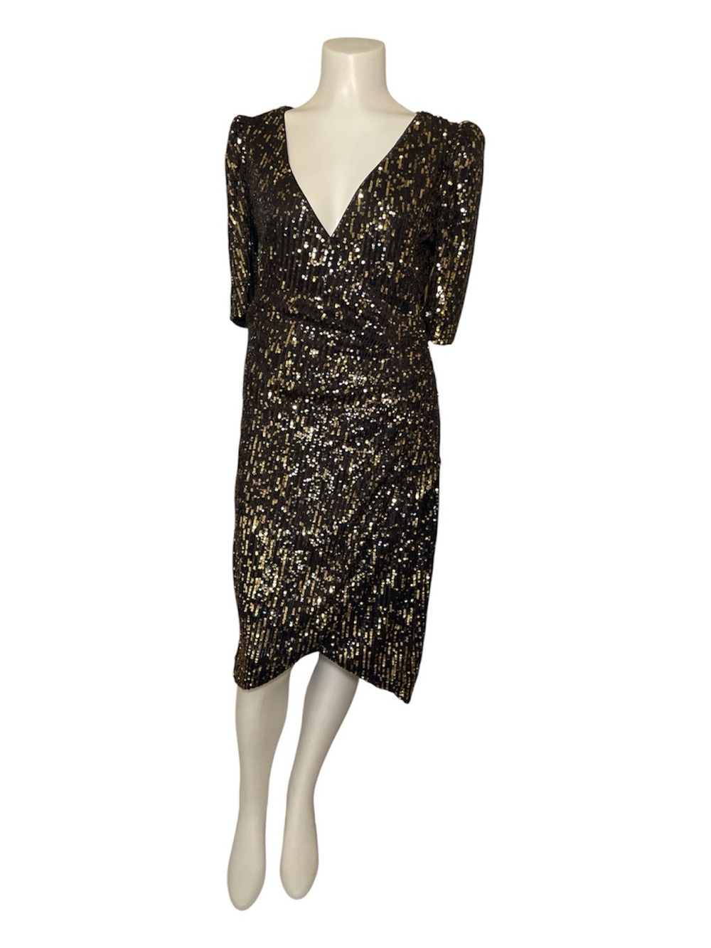 Calvin Klein Black and Gold Sequin Dress sz 8